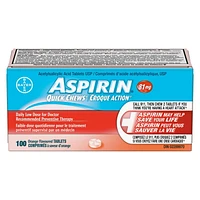 ASPIRIN 81mg Quick Chews, Orange Flavour, 100 Tablets