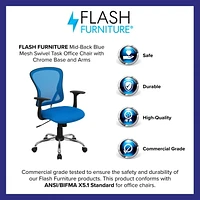 Mid-Back Mesh Swivel Task Chair with Chrome Base and Arms