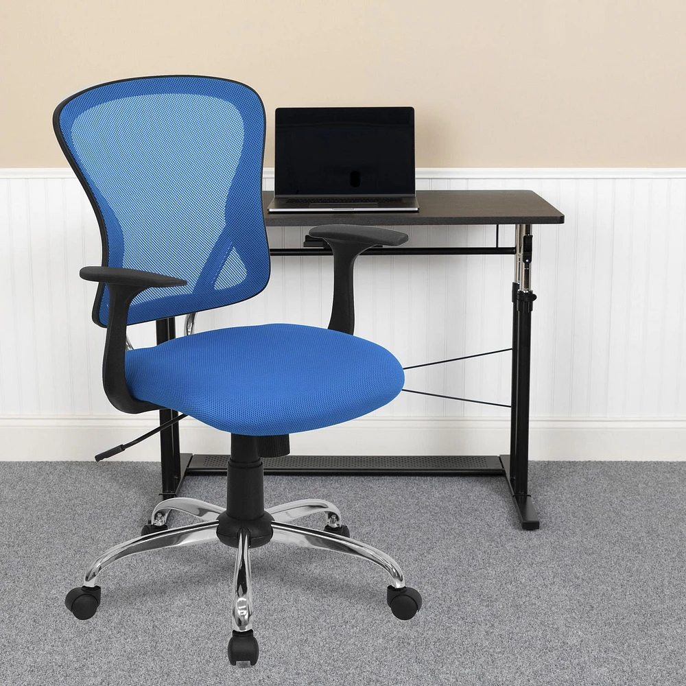 Mid-Back Mesh Swivel Task Chair with Chrome Base and Arms