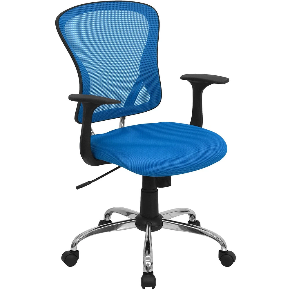 Mid-Back Mesh Swivel Task Chair with Chrome Base and Arms