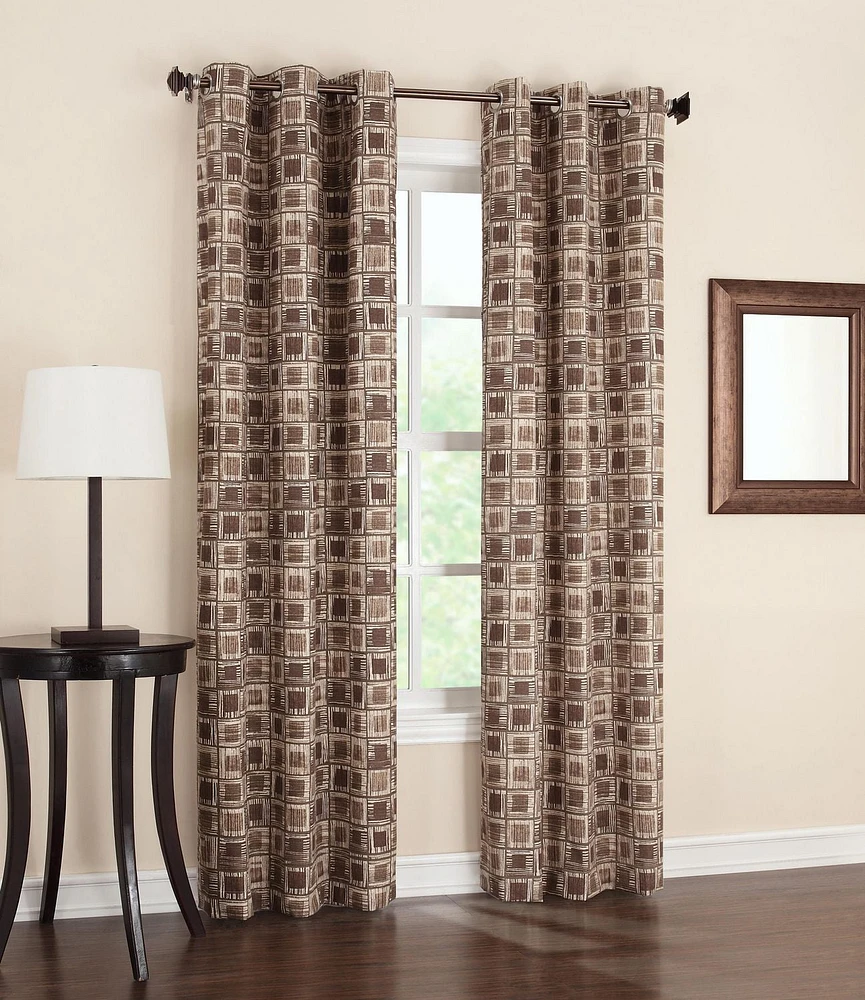 Sun Blocker Geometric Grommet Curtain