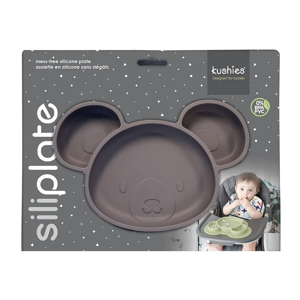Assiette en silicone - gris foncé