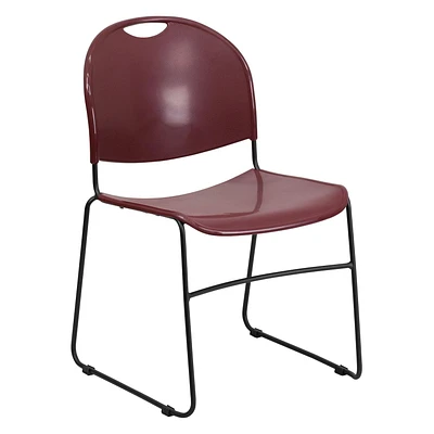 HERCULES Series 880 lb. Capacity Burgundy Ultra-Compact Stack Chair with Black Frame