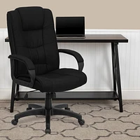 High Back Black Fabric Executive Swivel Chair with Arms