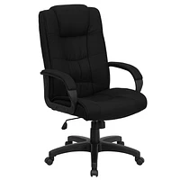 High Back Black Fabric Executive Swivel Chair with Arms