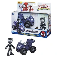 Marvel Spidey and His Amazing Friends Black Panther Action Figure And Panther Patroller Vehicle, For Kids Ages 3 And Up