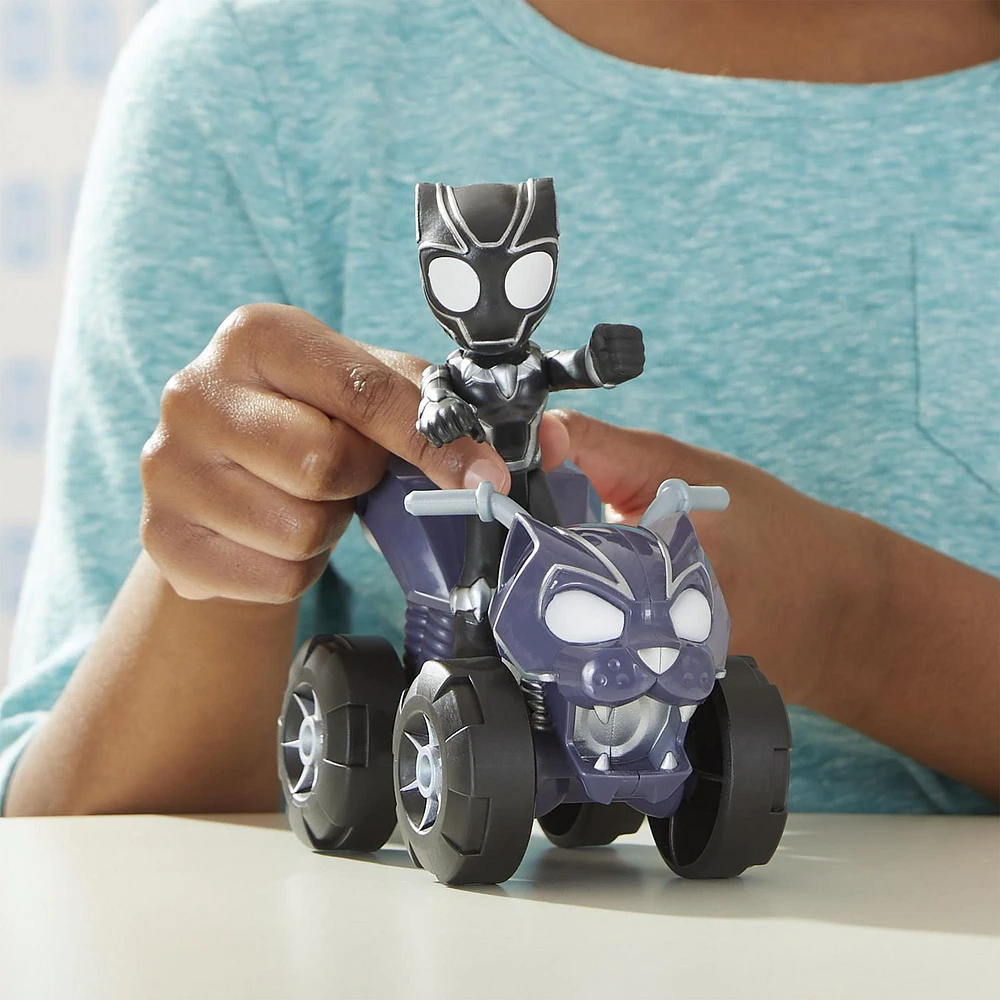 Marvel Spidey and His Amazing Friends Black Panther Action Figure And Panther Patroller Vehicle, For Kids Ages 3 And Up