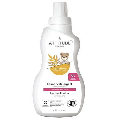 ATTITUDE sensitive home cleaning, Laundry Detergent, Unscented, 35 Loads, 1L