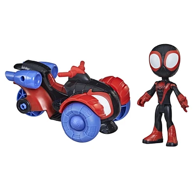 Marvel Spidey and His Amazing Friends Miles Morales Action Figure And Techno-Racer Vehicle, For Kids Ages 3 And Up