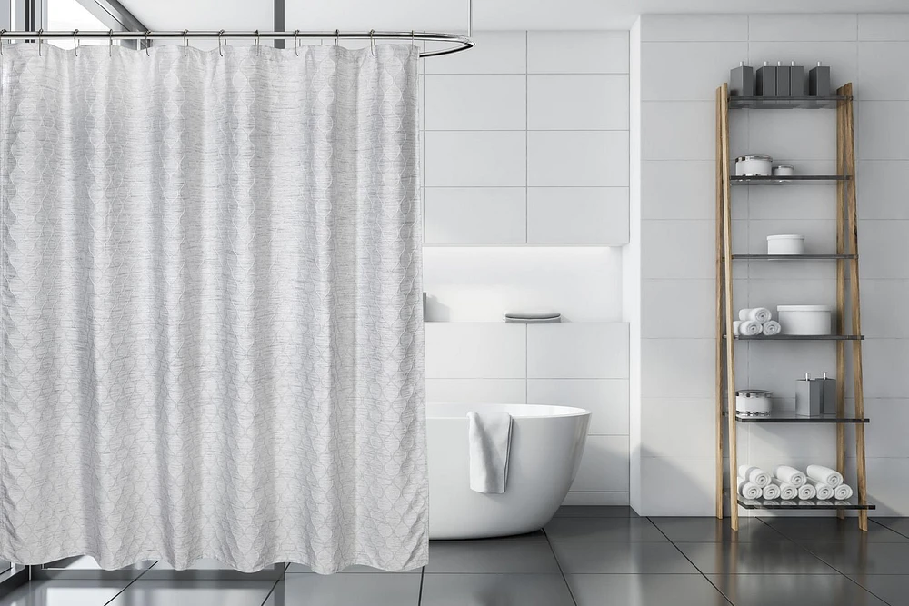 MODA AT HOME EVEREST GREY SHOWER CURTAIN