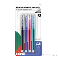 uniball™ Erasable Gel Pens, Medium Point (0.7mm), Business Colours, 4 Pack, Erasable Gel Retractable Pens