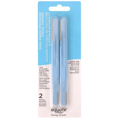 Rasoirs faciaux de précision à double extrémité Equate Beauté Paquet de 2