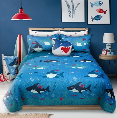 Safdie & Co. Quilt 3PC Set DQ Shark