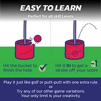 BucketGolf 6 Hole Course - The Ultimate Backyard Golf game for all levels, adults, kids, and families.  Play on vacation, park, beach, camping.