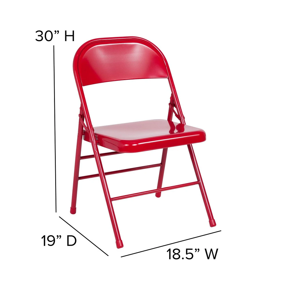 Flash Furniture Hercules Series Triple Braced & Double Hinged Red Metal Folding Chair