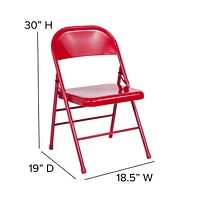 Flash Furniture Hercules Series Triple Braced & Double Hinged Red Metal Folding Chair