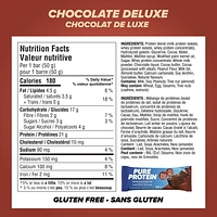 CHOCOLATE DELUXE, 21 g of protein, gluten free, 6 X 50 g bars, New Look! Pure Protein bars feature the winning combination of high protein and great taste.