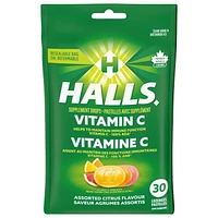 HALLS, Vitamine C, agrumes assortis, pastilles avec supplément 30 pastilles
