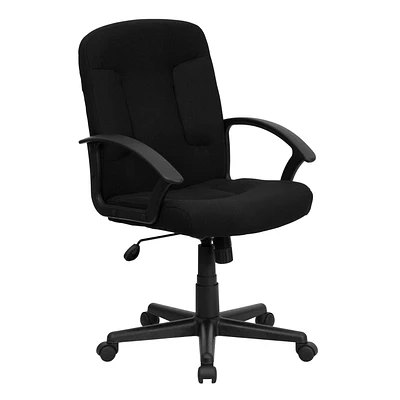 Mid-Back Black Fabric Executive Swivel Chair with Nylon Arms