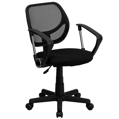 Mid-Back Black Mesh Swivel Task Chair with Curved Square Back and Arms