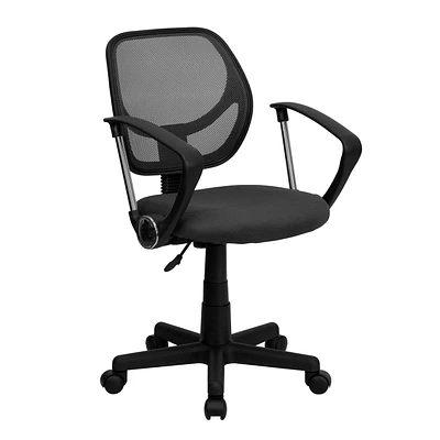 Mid-Back Gray Mesh Swivel Task Chair with Arms