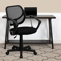 Mid-Back Black Mesh Swivel Task Chair with Curved Square Back and Arms