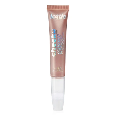 Lottie London - Cheeky Glow - Liquid Highlighter Wand Brusher - 100% Vegan (14ml), Cheeky Glow