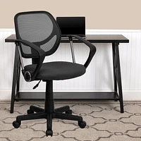 Mid-Back Gray Mesh Swivel Task Chair with Arms