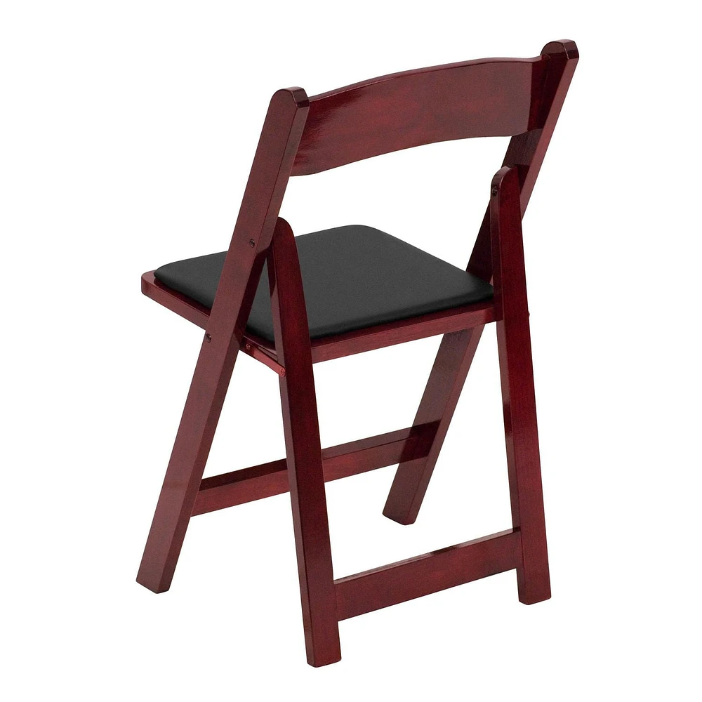 HERCULES Series Mahogany Wood Folding Chair with Vinyl Padded Seat