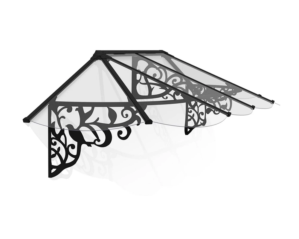 Canopia by Palram Lily Door Awning 35" x 105" Black Frame with Clear Panels