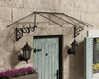 Canopia by Palram Lily Door Awning 35" x 105" Black Frame with Clear Panels