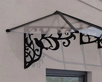 Canopia by Palram Lily Door Awning 35" x 105" Black Frame with Clear Panels