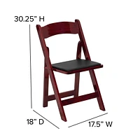 HERCULES Series Mahogany Wood Folding Chair with Vinyl Padded Seat