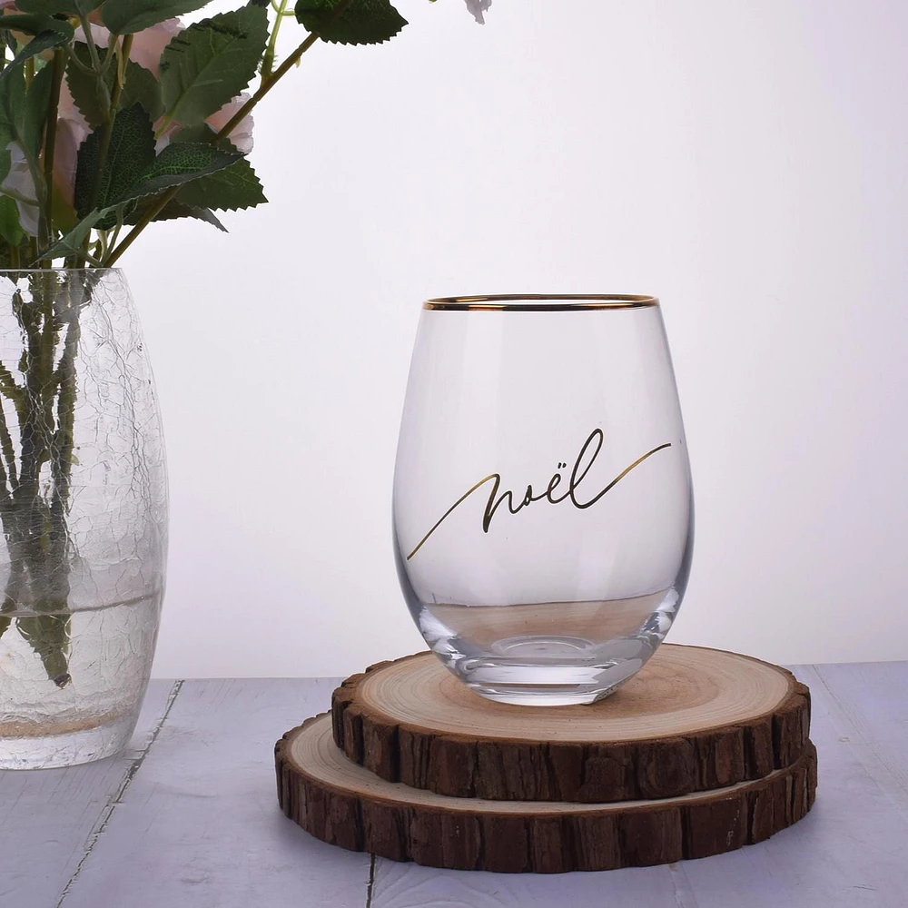 Brillant design Clear Stemless Wine Glass/ multi-purpose stemless wine glass- NOEL