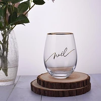 Brillant design Clear Stemless Wine Glass/ multi-purpose stemless wine glass- NOEL