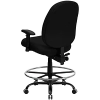 HERCULES Series Big & Tall 400 lb. Rated Black Fabric Ergonomic Drafting Chair with Adjustable Back Height and Arms