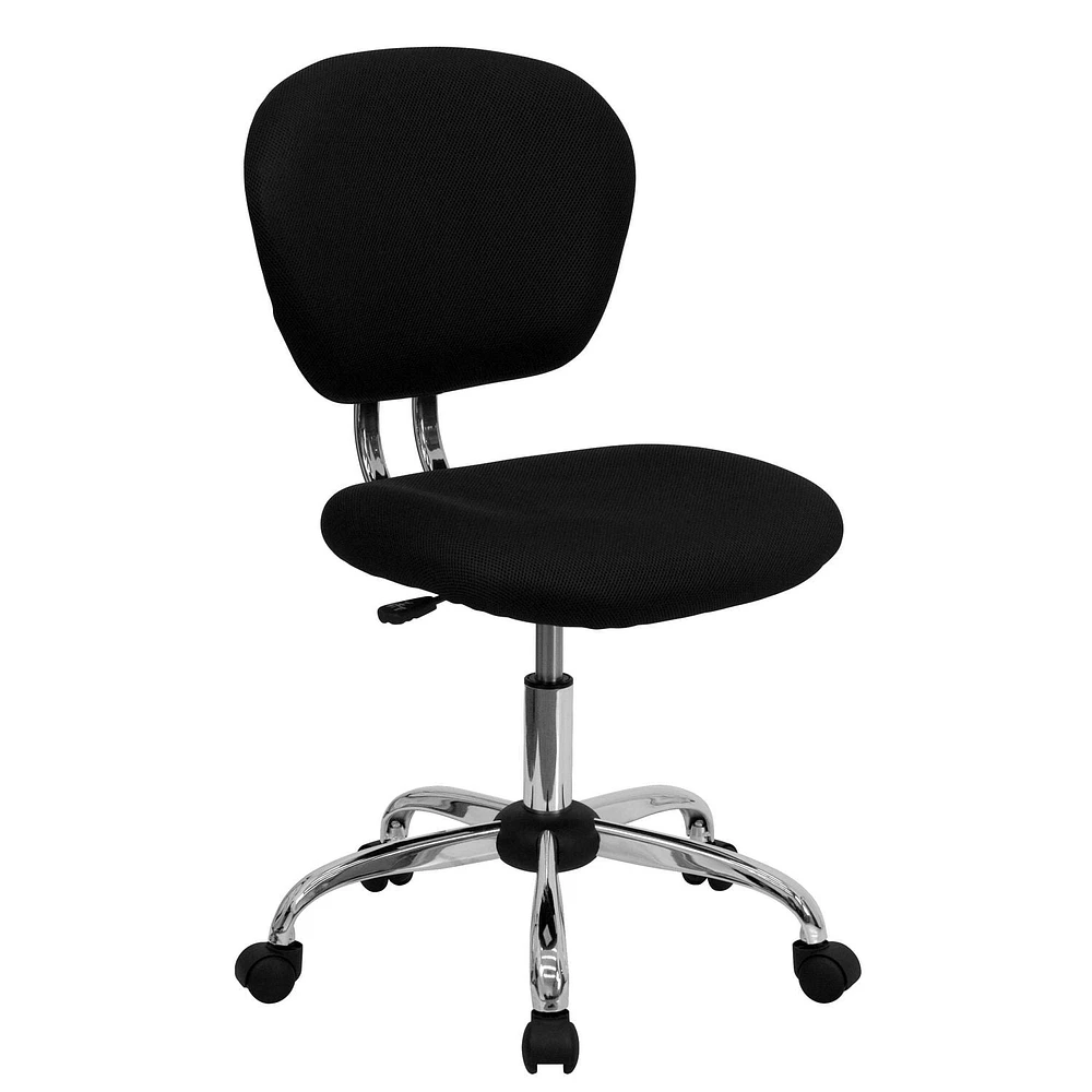 Mid-Back Black Mesh Padded Swivel Task Chair with Chrome Base