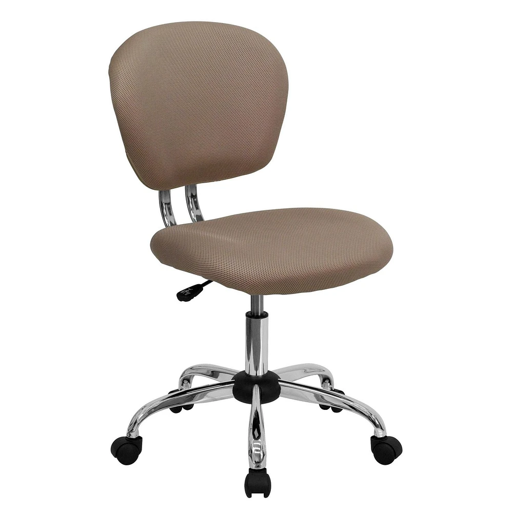 Mid-Back Coffee Brown Mesh Padded Swivel Task Chair with Chrome Base