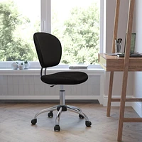 Mid-Back Black Mesh Padded Swivel Task Chair with Chrome Base