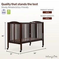 Dream On Me Folding Full-Size Crib, 2 Mattress Height