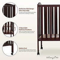 Dream On Me Folding Full-Size Crib, 2 Mattress Height