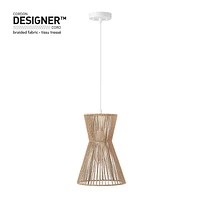 Novogratz x Globe Grace 1-Light Pendant Lighting, Matte White, Natural Twine Shade