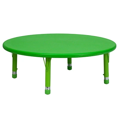 Table d’activités ronde de 45 po en plastique vert à hauteur réglable