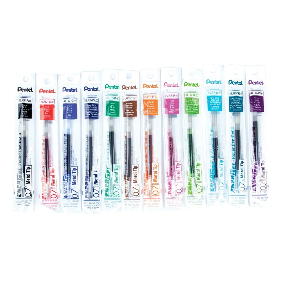 Refill Ink - For EnerGel Gel Pen, (0.7mm) Medium Point, Assorted Colour 12PC Pack