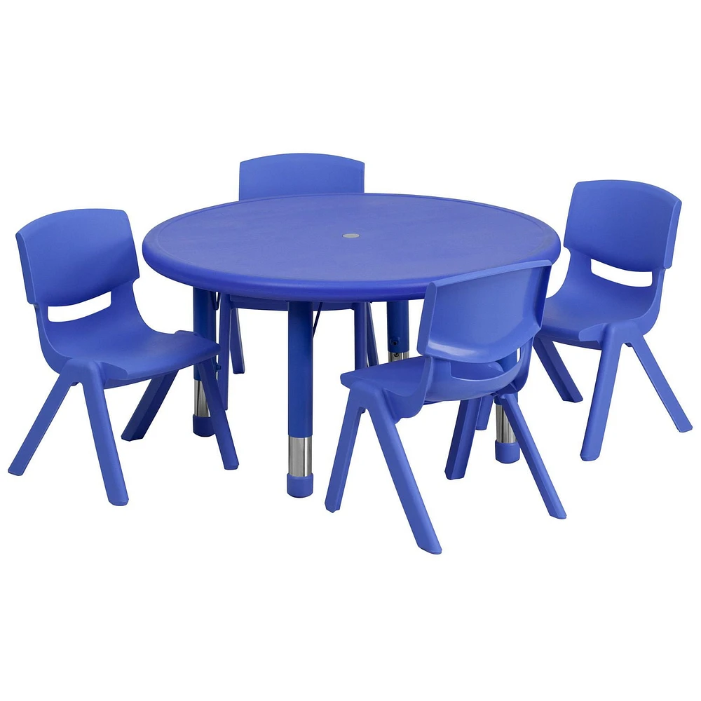 45'' Round Plastic Height Adjustable Activity Table Set with 4 Chairs