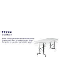 30''W x 72''L Height Adjustable Granite White Plastic Folding Table