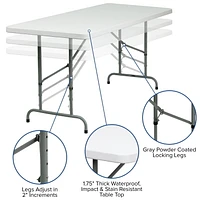 30''W x 72''L Height Adjustable Granite White Plastic Folding Table