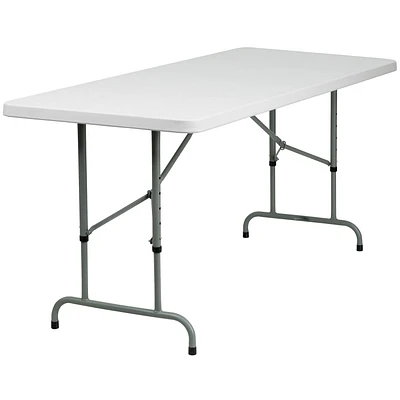 30''W x 72''L Height Adjustable Granite White Plastic Folding Table