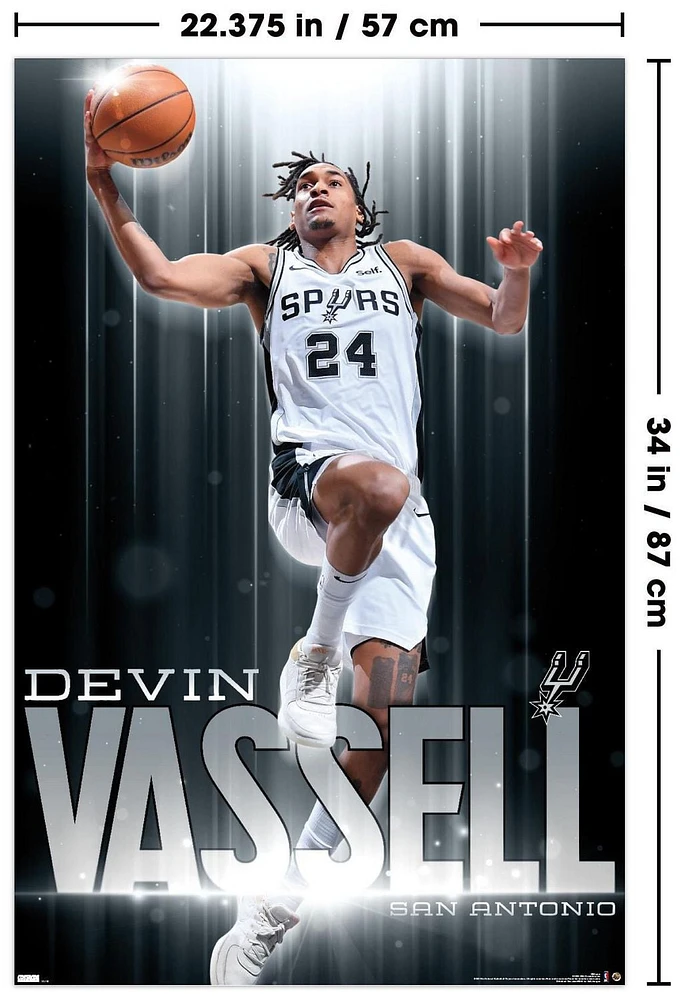 NBA San Antonio Spurs - Devin Vassell 24 Wall Poster, 22.375" x 34"