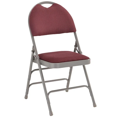 HERCULES Series Ultra-Premium Triple Braced Burgundy Fabric Metal Folding Chair with Easy-Carry Handle